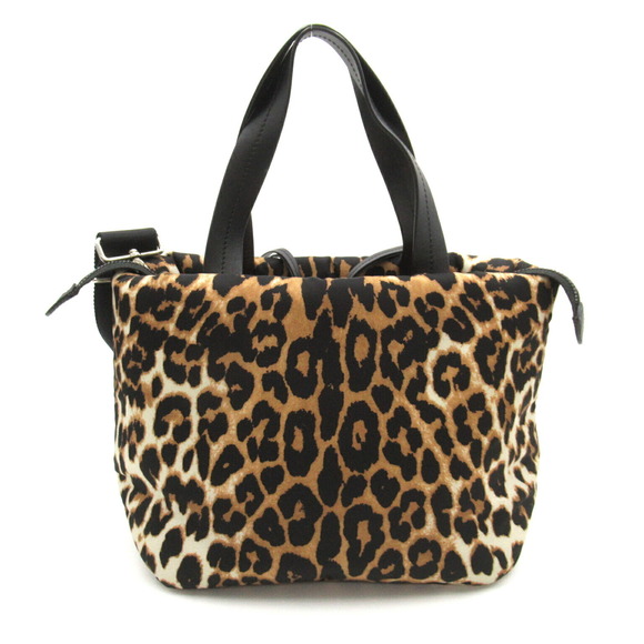 Prada Bag Leopard Nylon 2Way Tote Pattern Black Tan - Picture 1 of 10